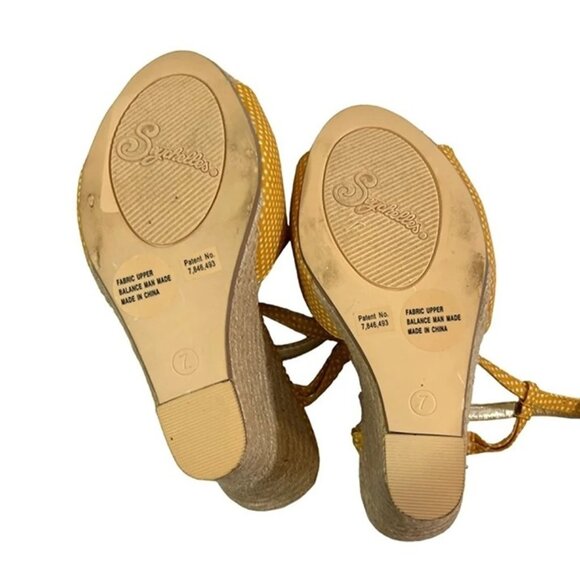 Seychelles shoes women's 7 yellow white polka dot t strap peep toe espadrilles - Picture 6 of 8